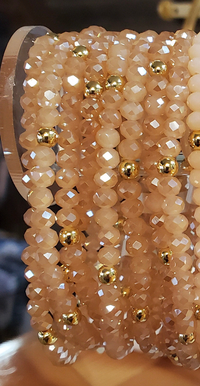 Mila-Mix Beaded Stretch Bracelets-Peach