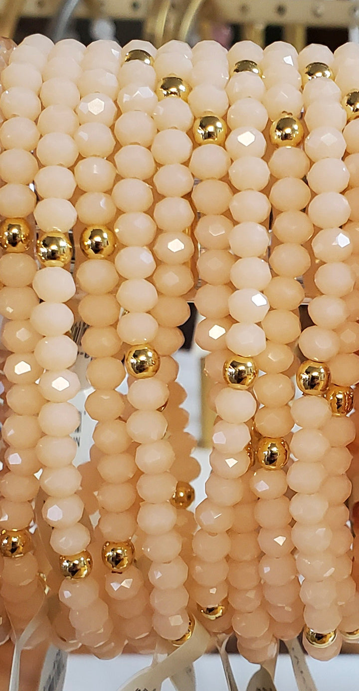 Mila-Mix Beaded Stretch Bracelets-Peach
