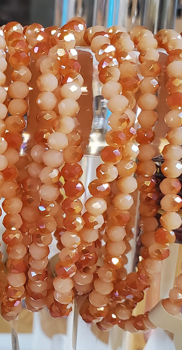 Mila-Mix Beaded Stretch Bracelets-Peach