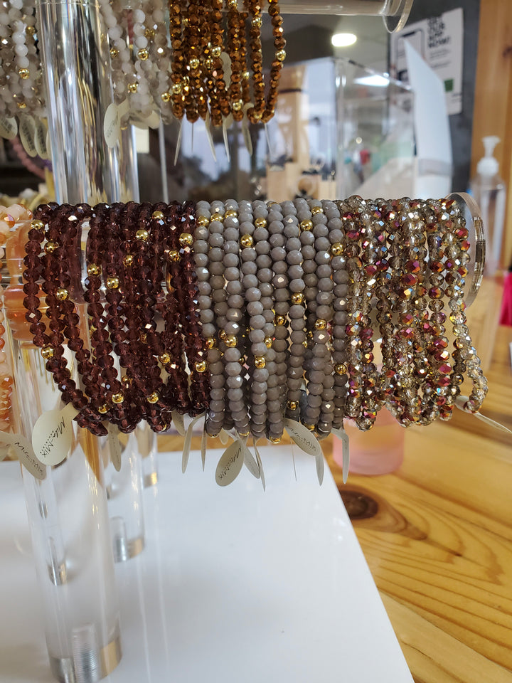 Mila-Mix Beaded Stretch Bracelets-Burgundy