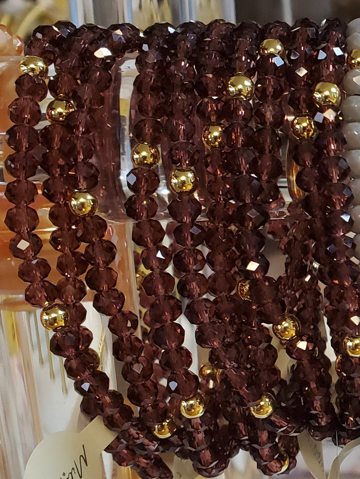 Mila-Mix Beaded Stretch Bracelets-Burgundy