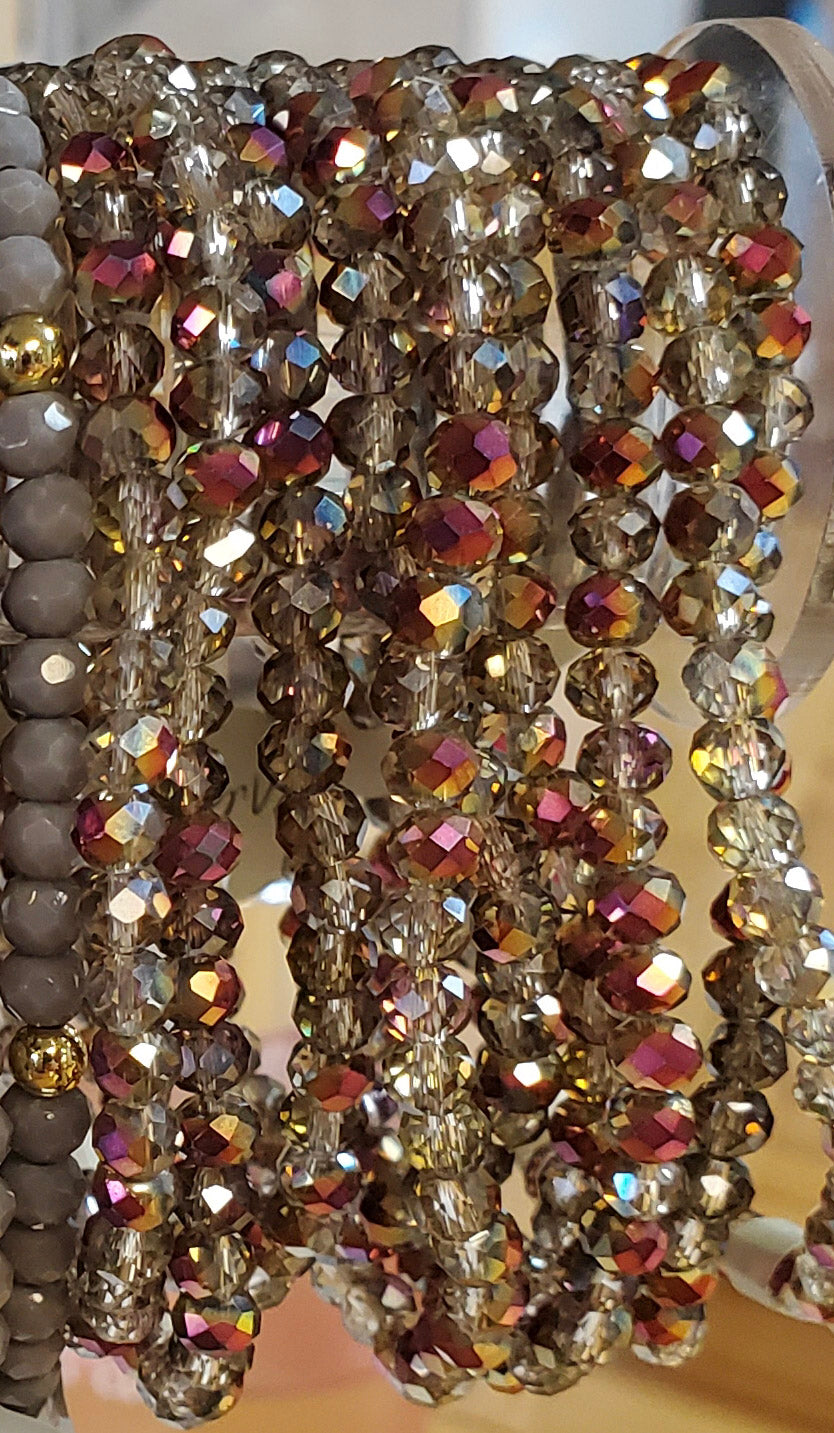 Mila-Mix Beaded Stretch Bracelets-Burgundy