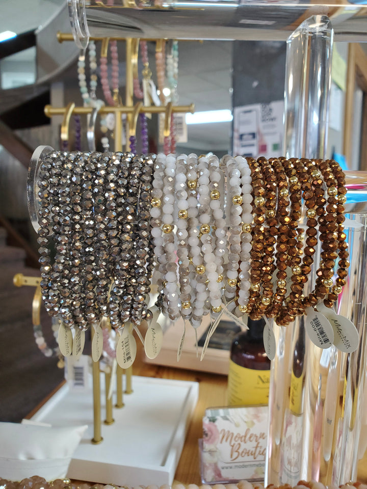Mila-Mix Beaded Stretch Bracelets-Metallic