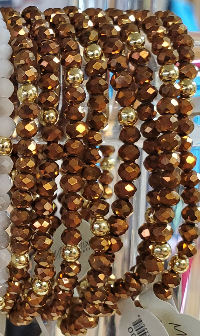 Mila-Mix Beaded Stretch Bracelets-Metallic