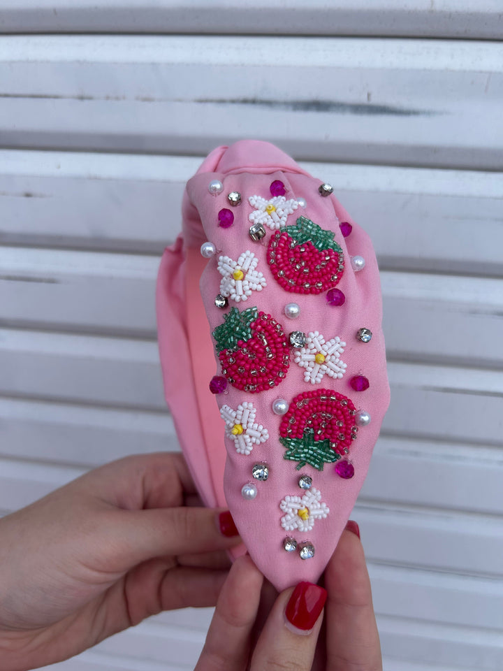 Strawberry Beaded Headband