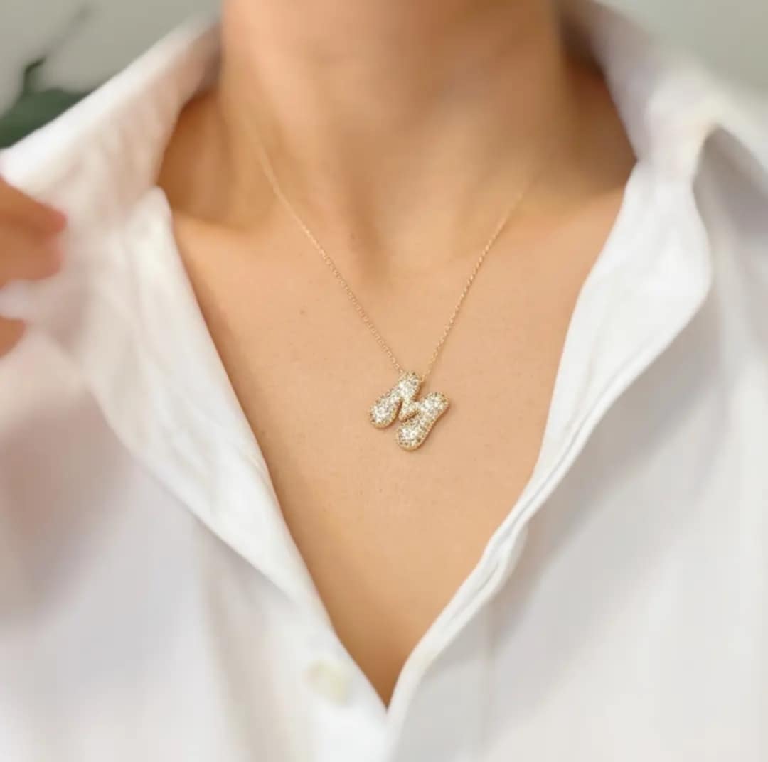 Crystal Bubble Initials Necklace