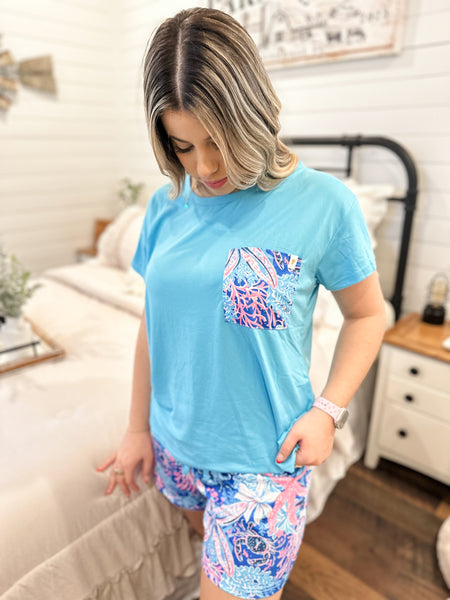 Coral Breeze Sleep Set - Simply Southern Pajama Shorts Set