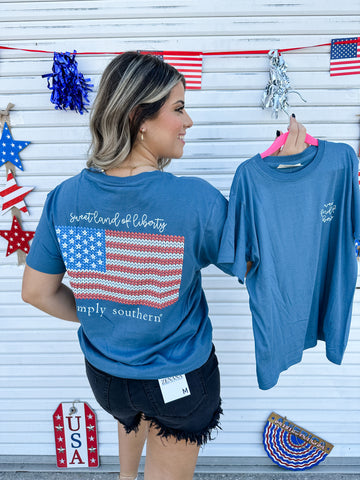 Knit Flag Simply Southern T-Shirt YOUTH & ADULTS