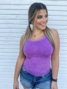 Regina Ribbed Tank -Purple