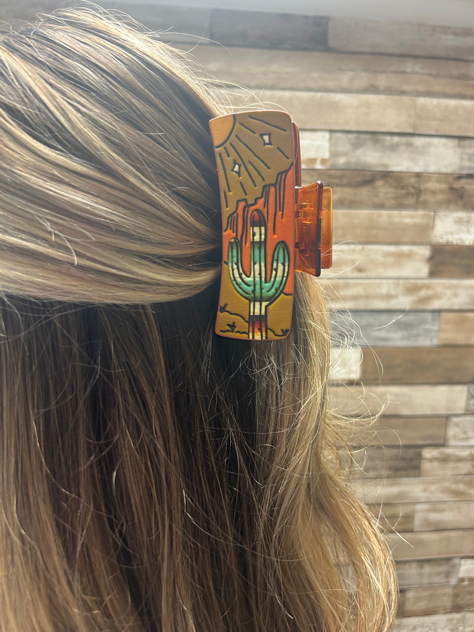 Leather Claw Clip - Cactus