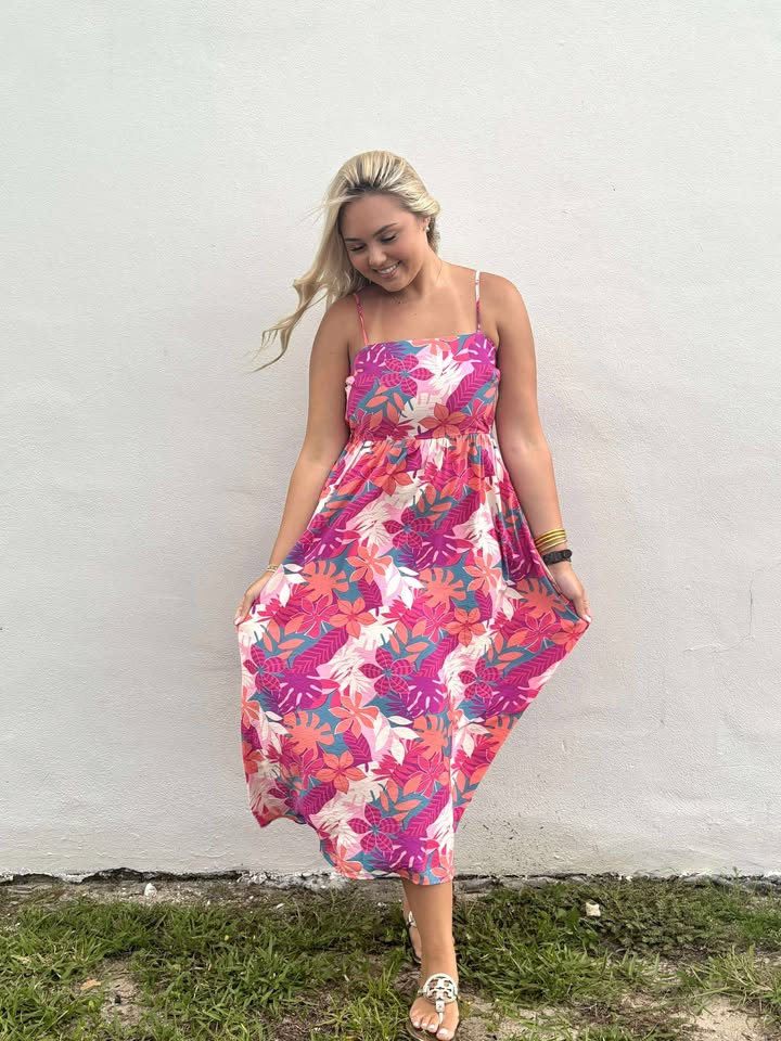 Tropical Sunset Midi Dress