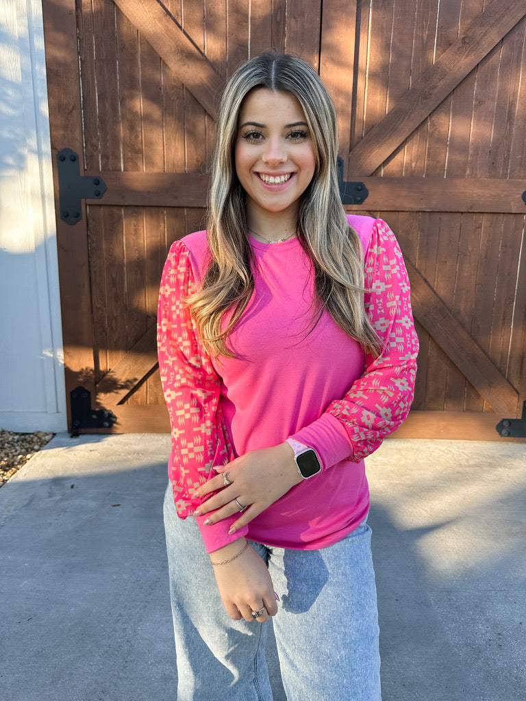 Pink Aztec Blouse