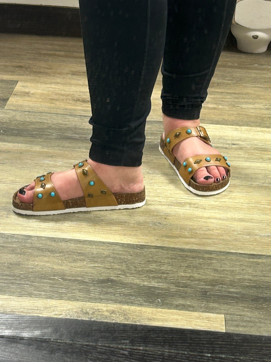Tahlia Turquoise Sandals - Nude