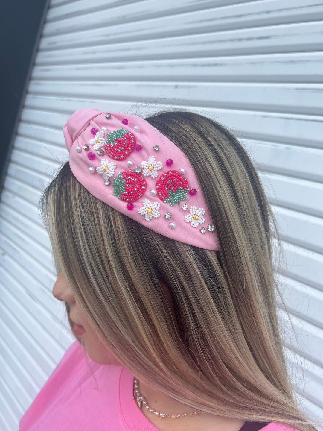 Strawberry Beaded Headband