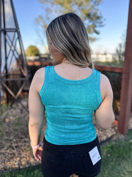 Teal Comfort Ribbed Tank
