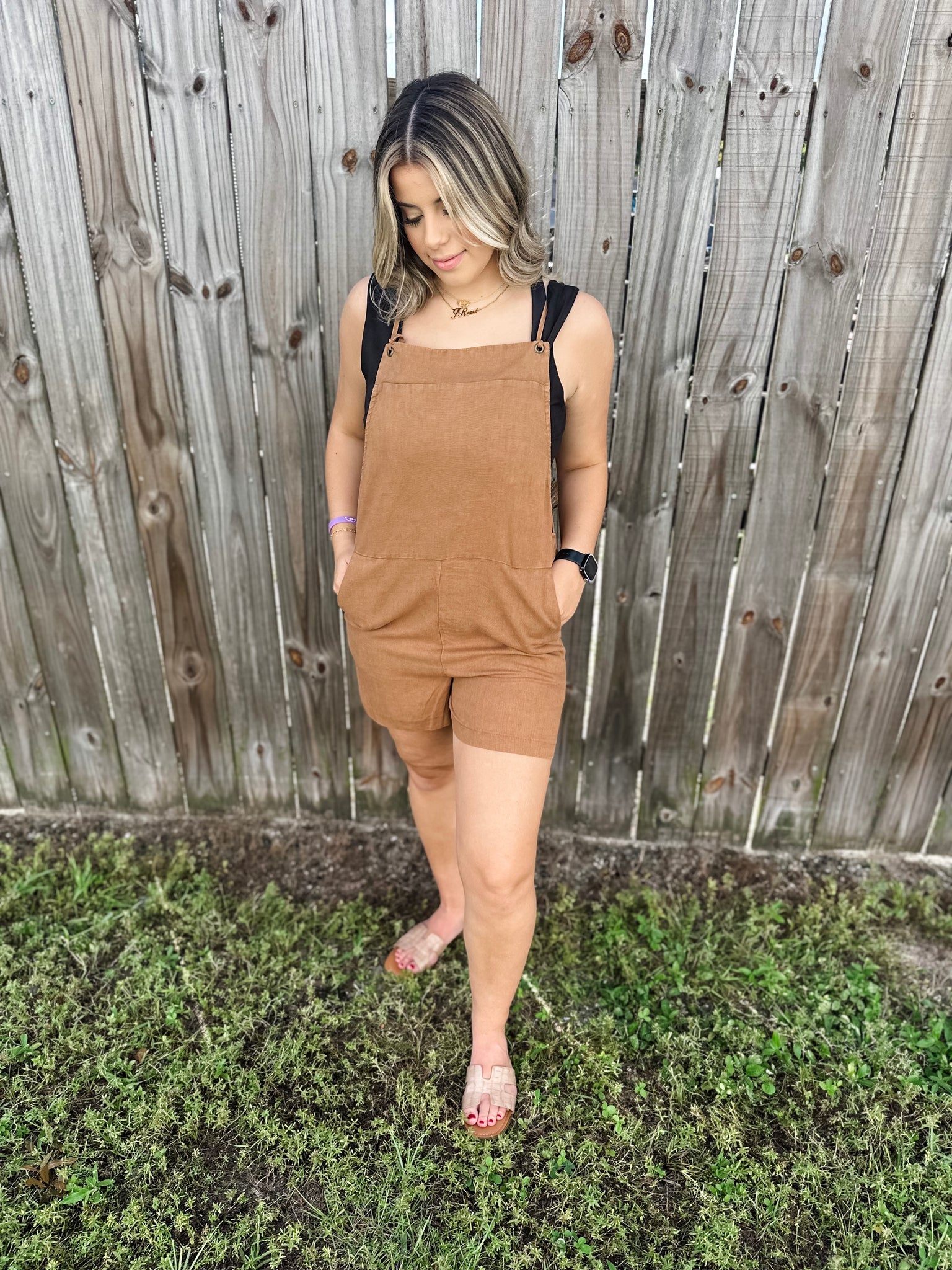 Carlie Camel Short Jumpsuit