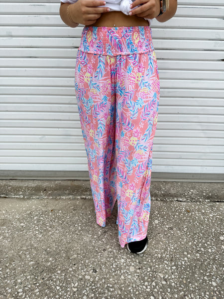 Simply Southern Palazzo Pants- Tropical (Pine)