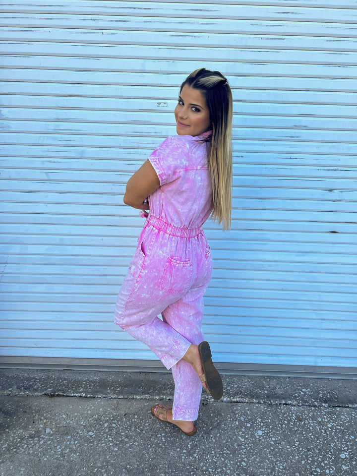 Pinkalicious Acid Wash Jumpsuit