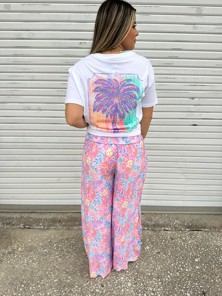 Simply Southern Palazzo Pants- Tropical (Pine)