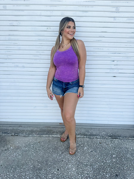 Regina Ribbed Tank -Purple