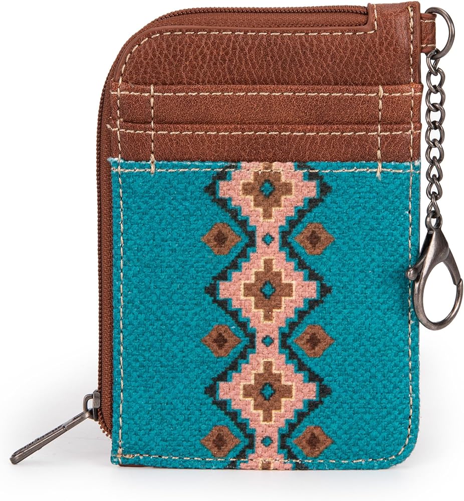 Wrangler Aztec Mini Zip Card Wallet - Dark Turquoise