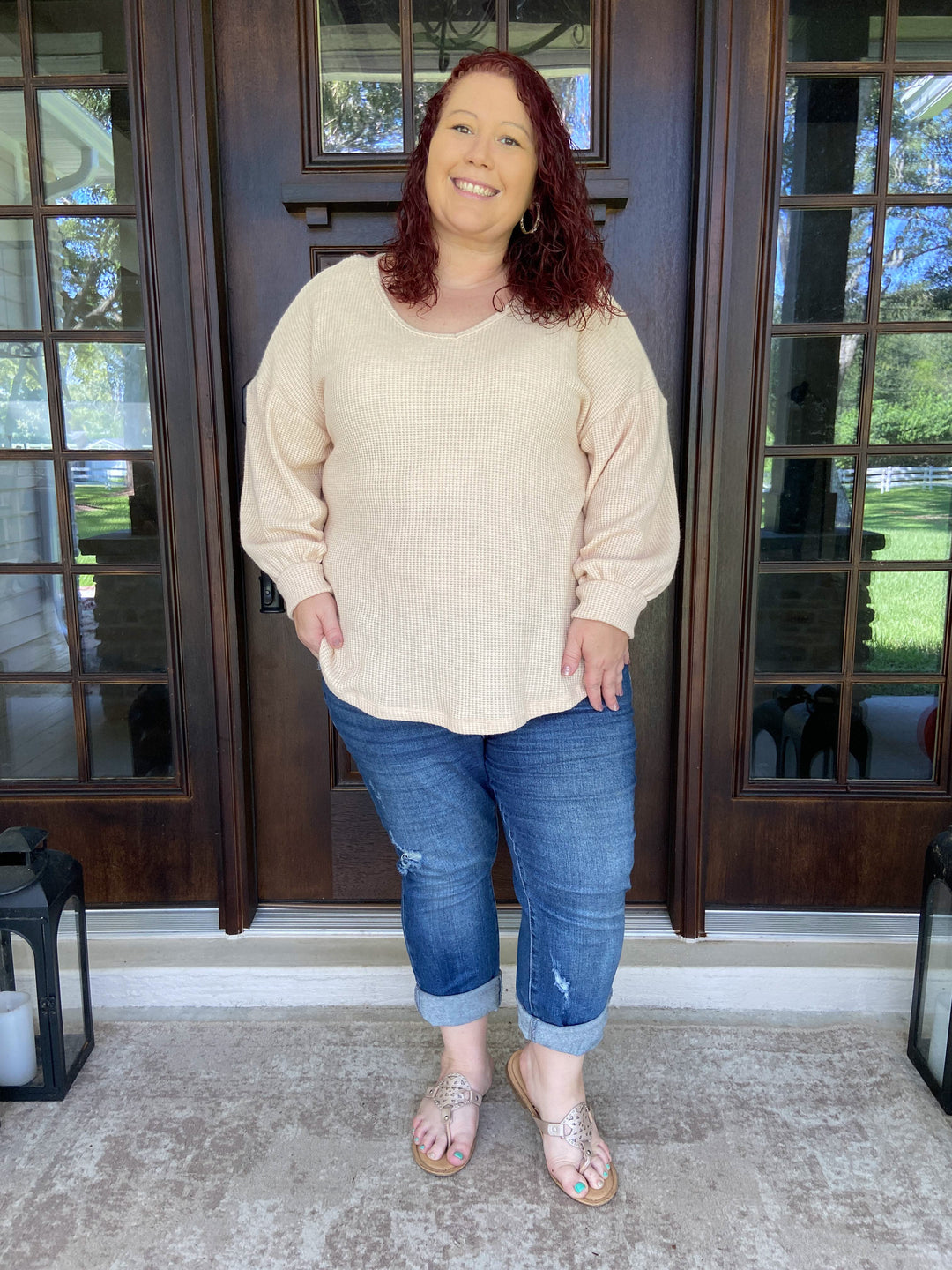 Fully into you Waffle Knit Sweater - Oatmeal