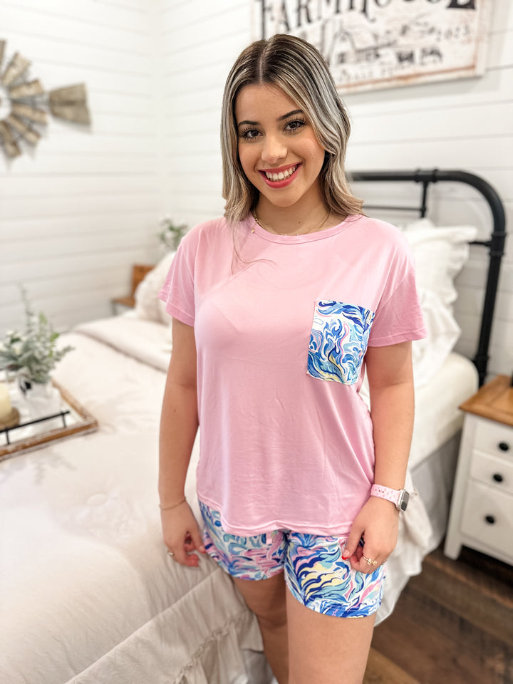 Pink Splash Dream Set - Simply Southern Pajama Shorts Set