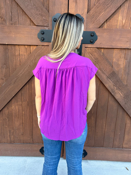 Sadie Short Sleeve Blouse - Purple