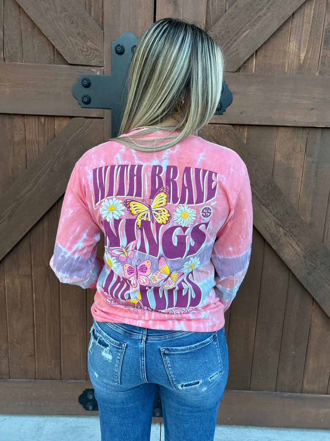 Brave Wings She Flies Simply Southern Long Sleeve T-Shirt YOUTH &amp; ADULTS