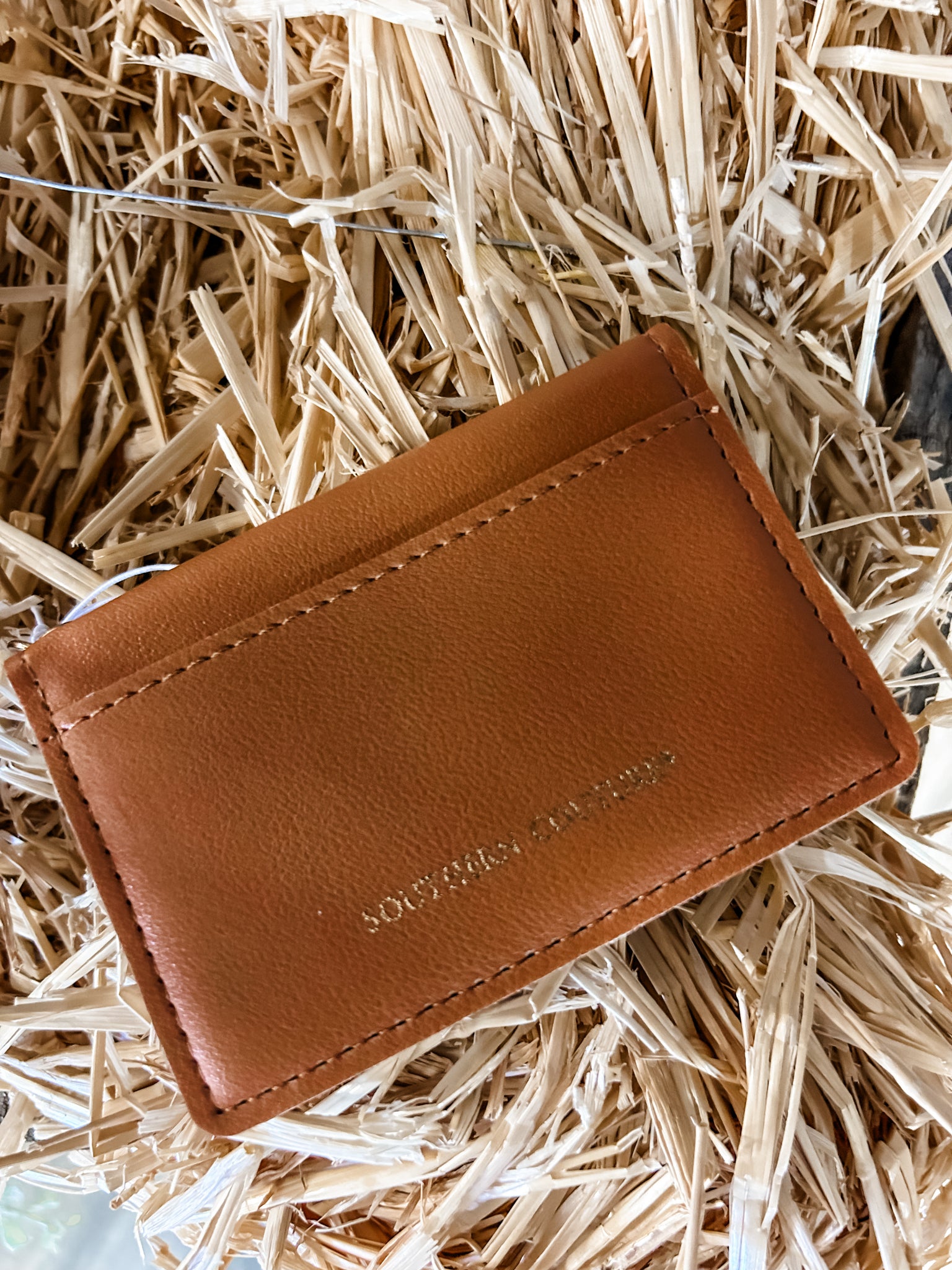 Southern Couture Faux Leather ID Wallet - Tan