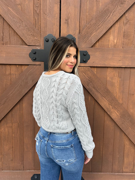 Greta Grey Cropped Sweater