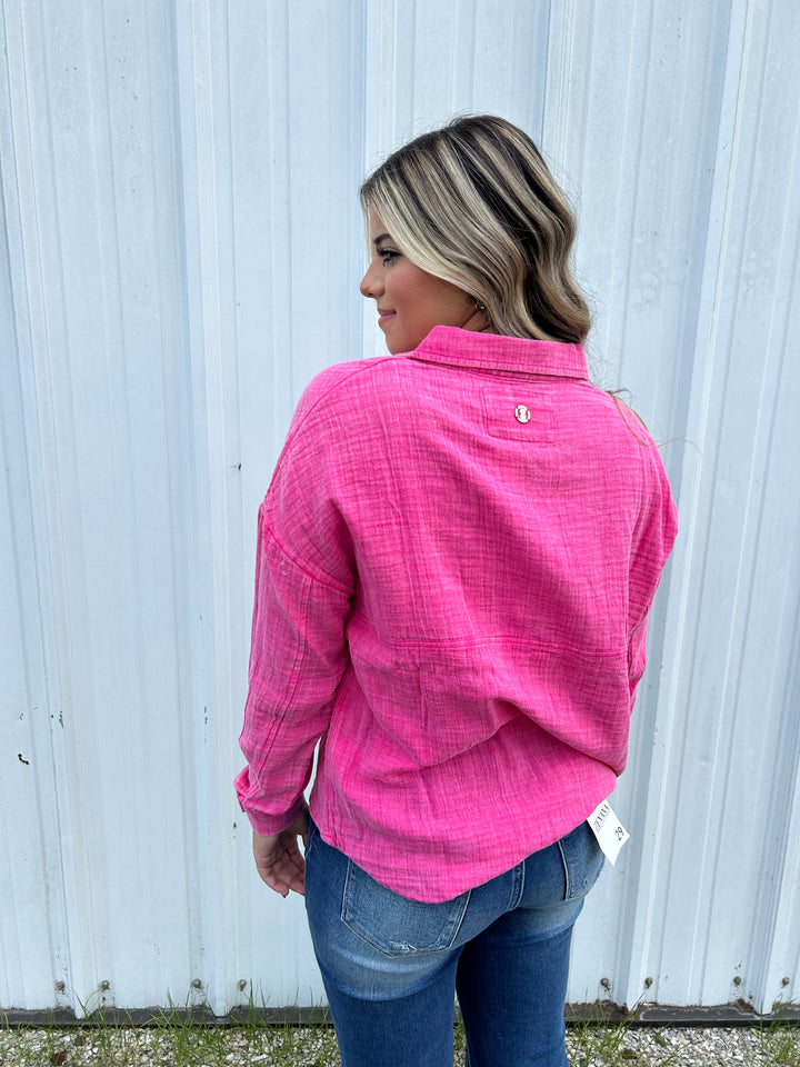 Simply Southern Hot Pink Blouse