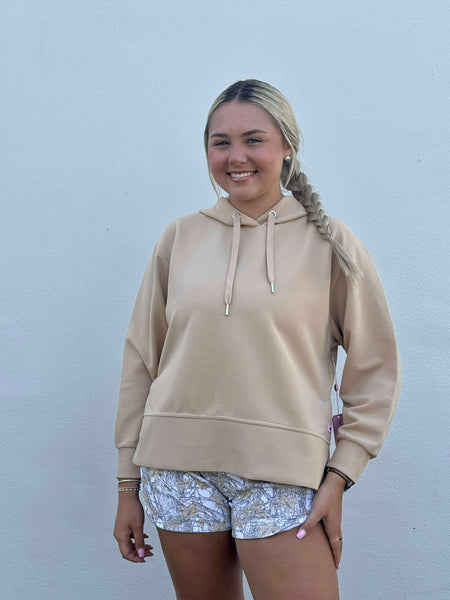 Simply Southern Ribbed Hoodie - Latte