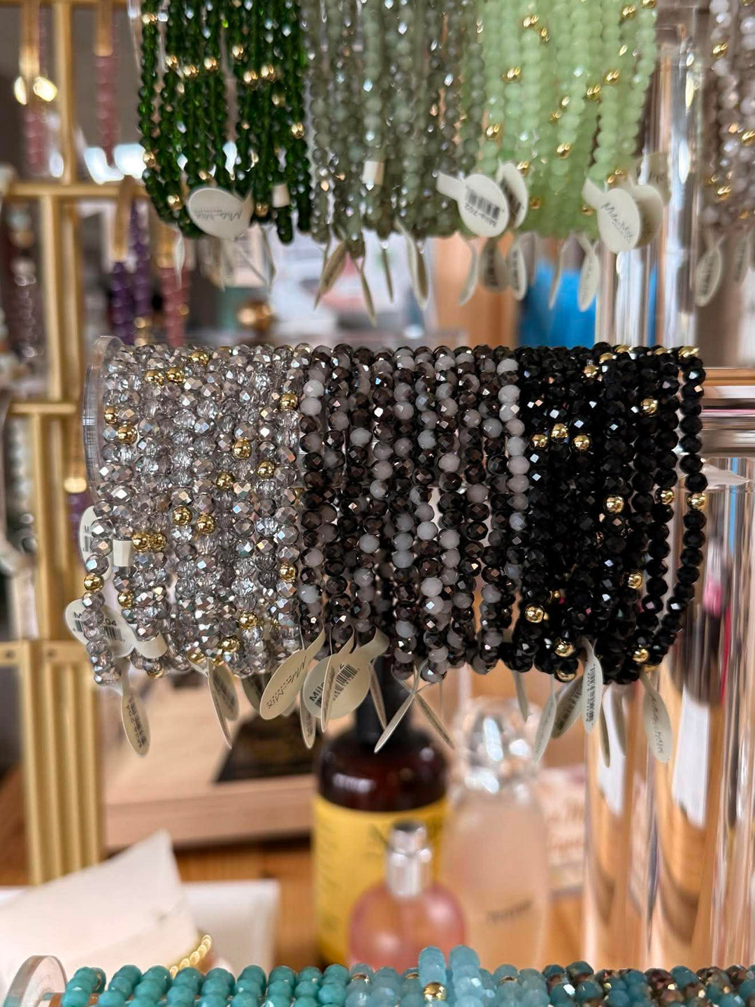 Mila-Mix Beaded Stretch Bracelets-Black