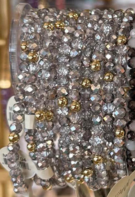 Mila-Mix Beaded Stretch Bracelets-Black
