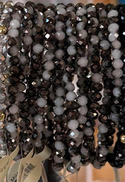 Mila-Mix Beaded Stretch Bracelets-Black