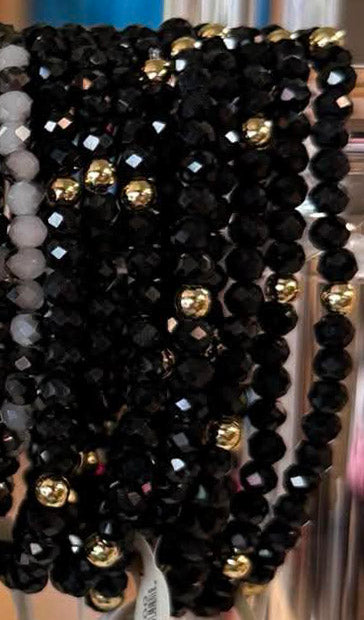 Mila-Mix Beaded Stretch Bracelets-Black
