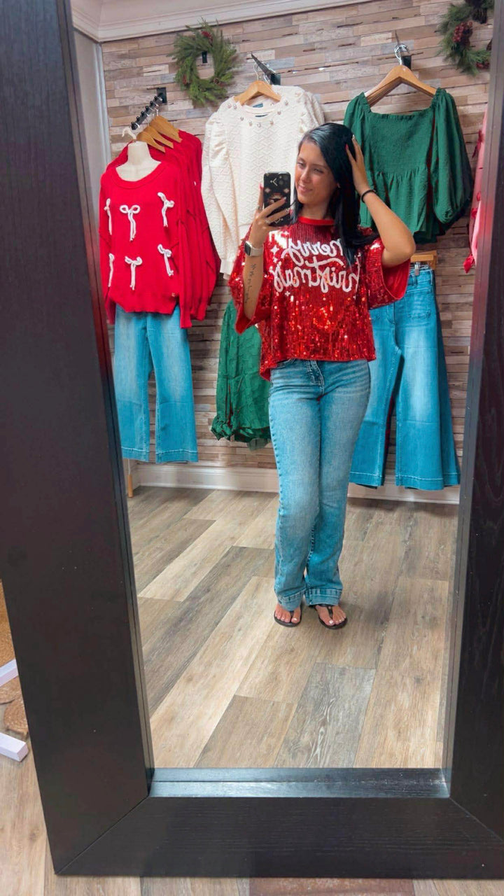 Merry Christmas Sequin Luxe Top