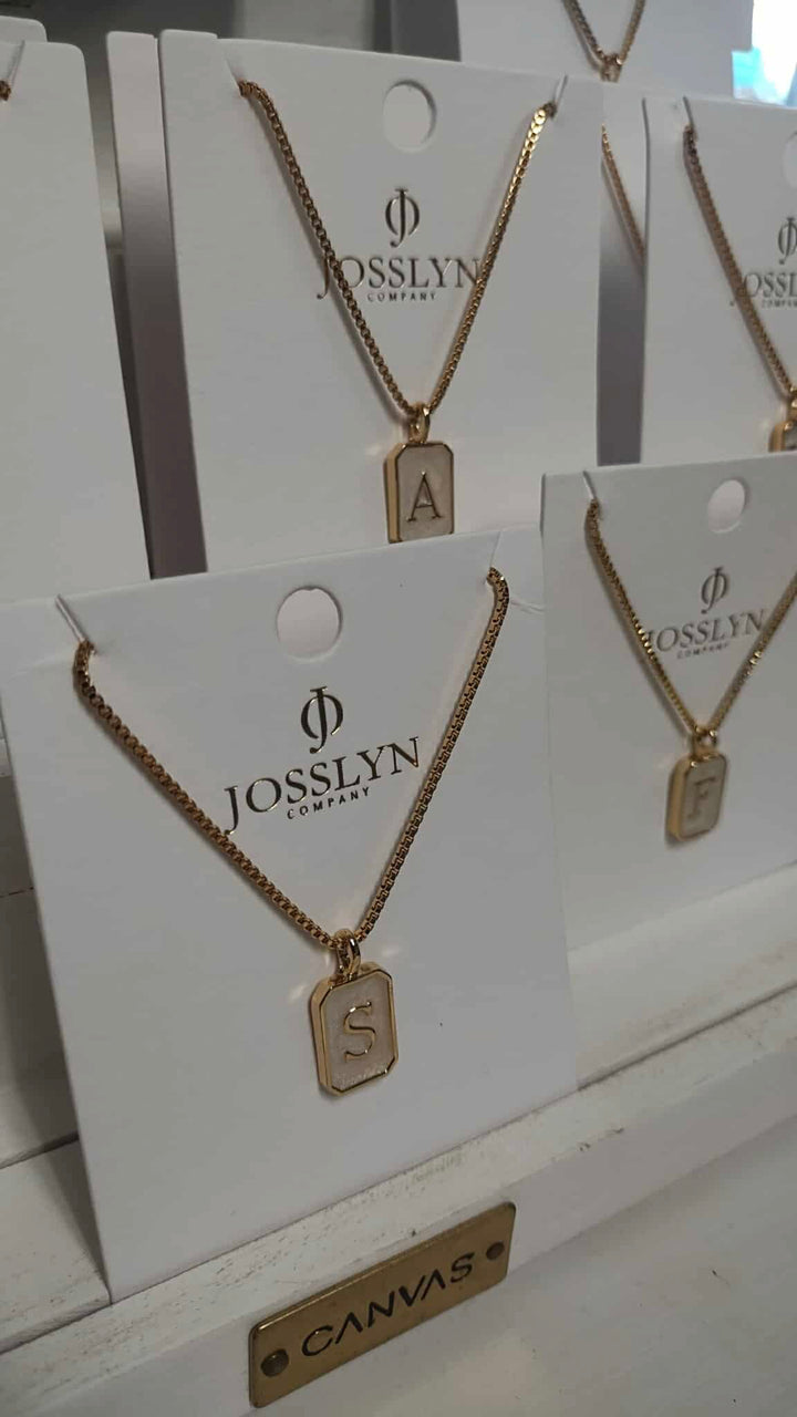 Pearl Rectangle Initial Necklace