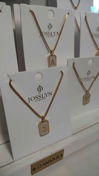 Pearl Rectangle Initial Necklace