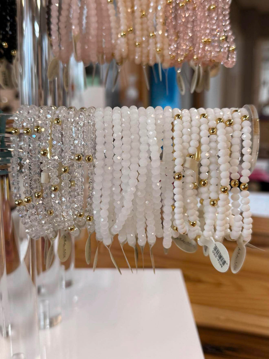 Mila-Mix Beaded Stretch Bracelets-White