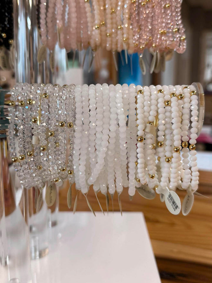 Mila-Mix Beaded Stretch Bracelets-White