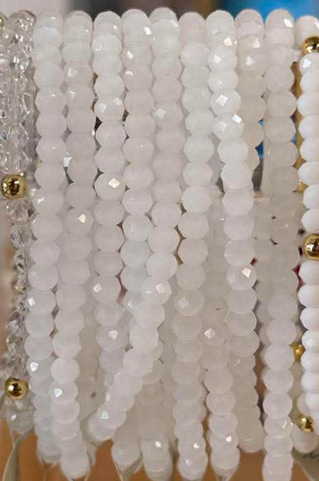 Mila-Mix Beaded Stretch Bracelets-White