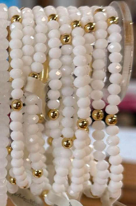 Mila-Mix Beaded Stretch Bracelets-White