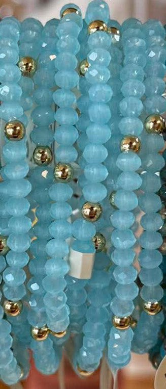 Mila-Mix Beaded Stretch Bracelets-Turquoise