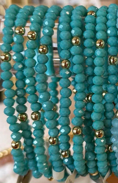 Mila-Mix Beaded Stretch Bracelets-Turquoise