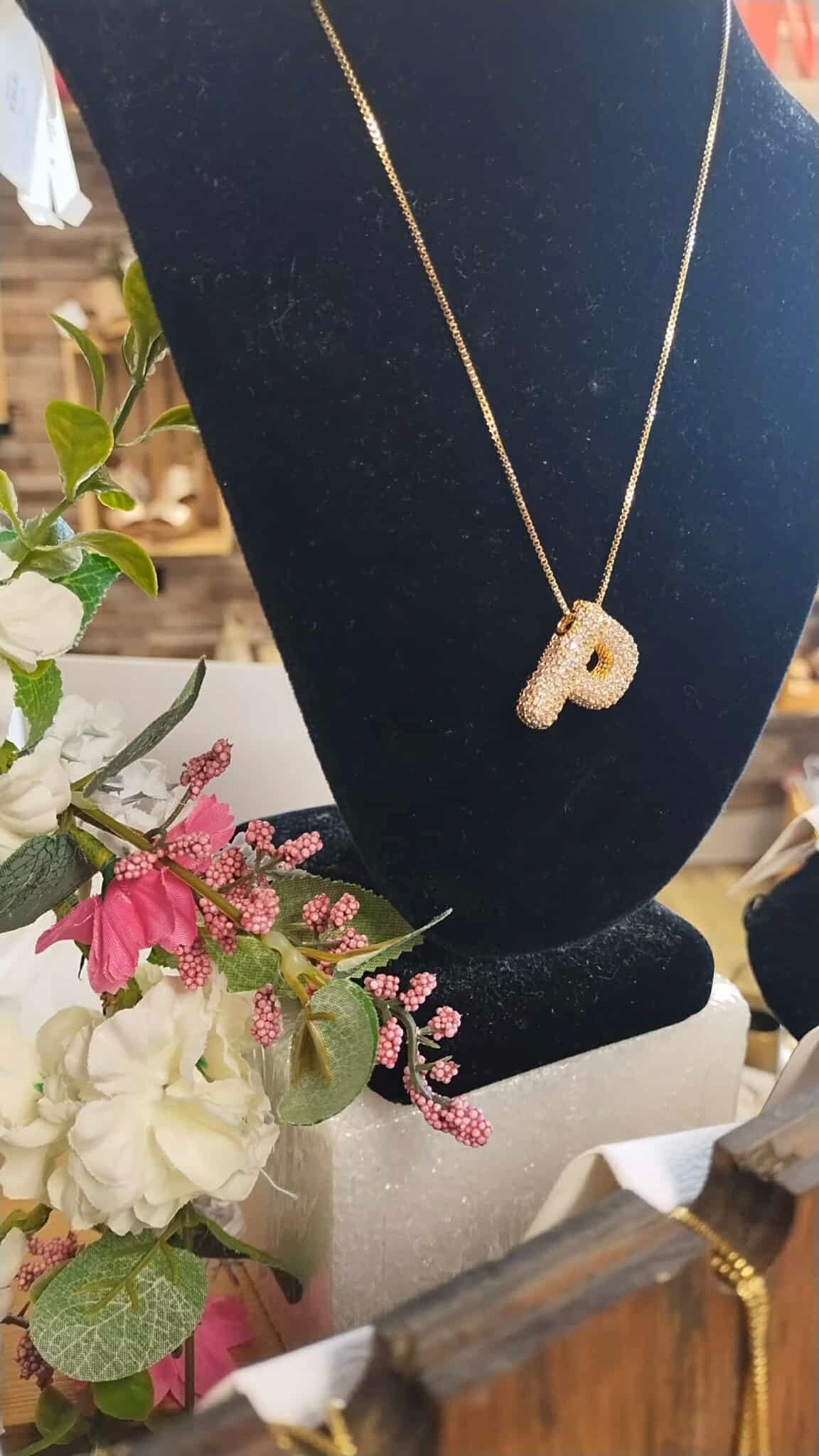 Pave Bubble Initials Necklace