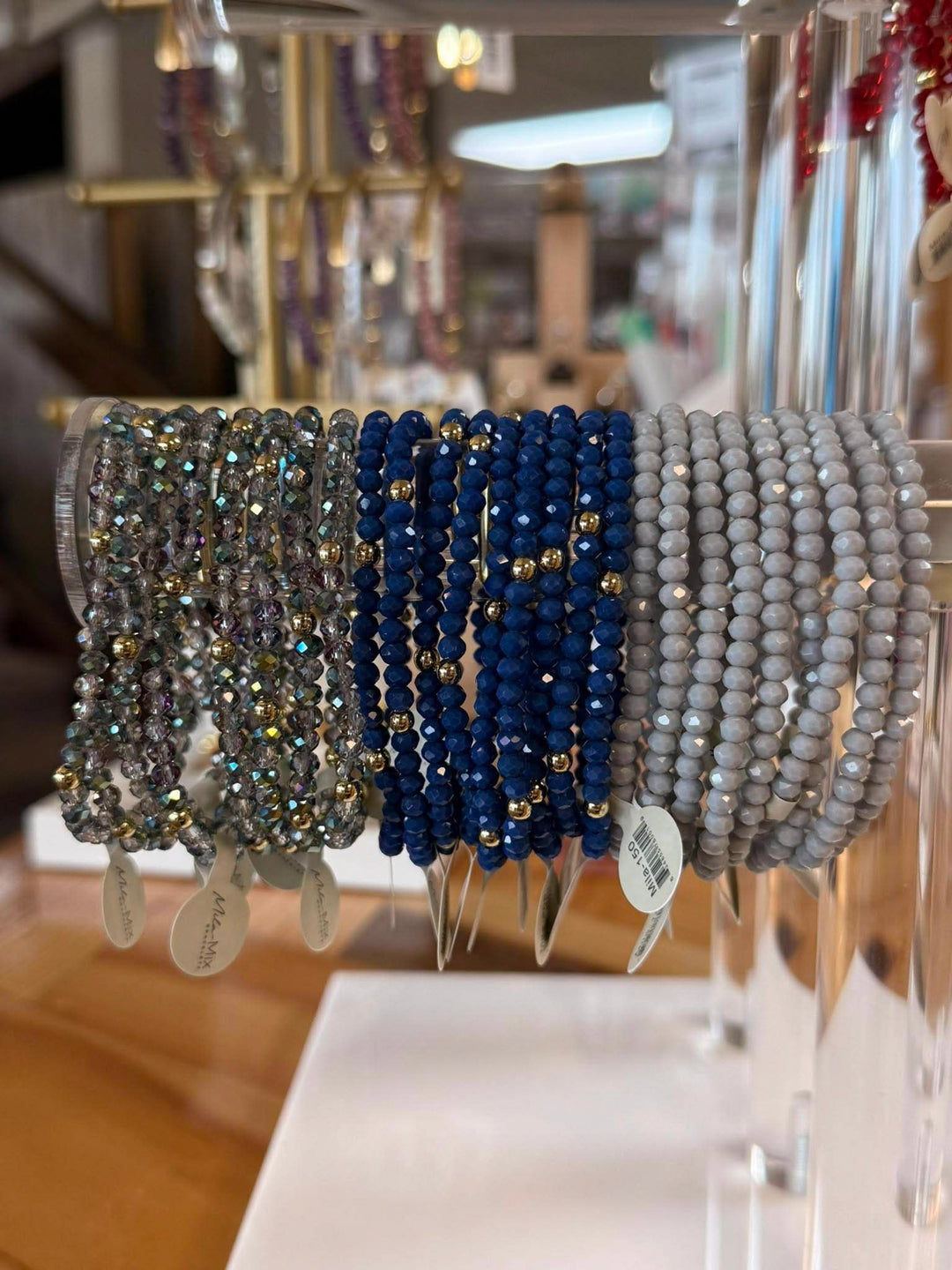 Mila-Mix Beaded Stretch Bracelets-Blue