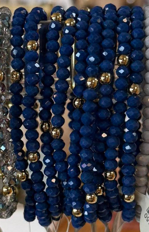 Mila-Mix Beaded Stretch Bracelets-Blue