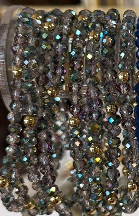 Mila-Mix Beaded Stretch Bracelets-Blue